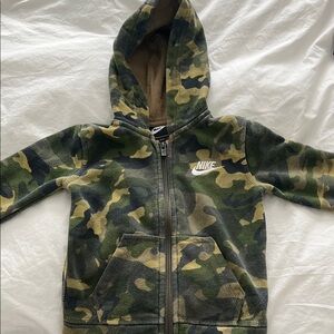Nike Kids Camouflage Zip Up Hoodie - Green and Brown